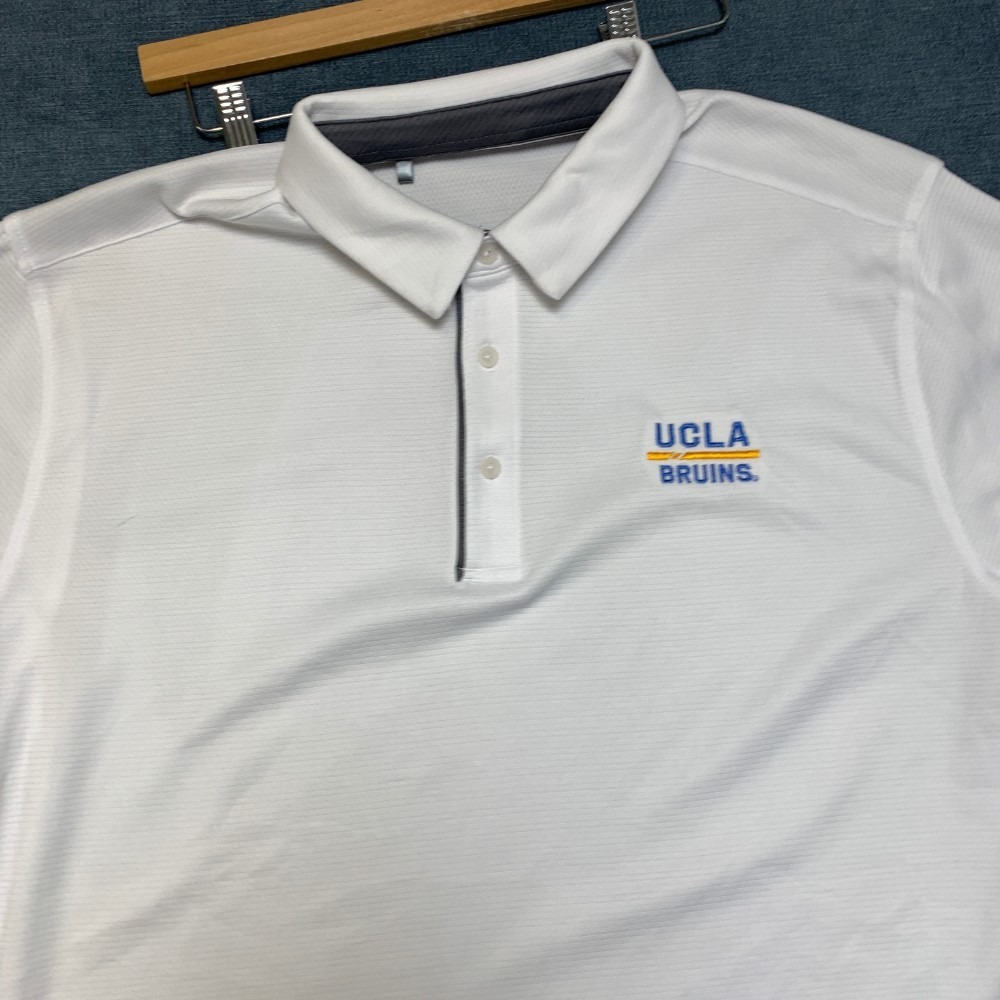 Under Armour Heatgear UCLA Bruins Polo Shirt Mens XL White Basketball Loose Fit - Picture 6 of 16
